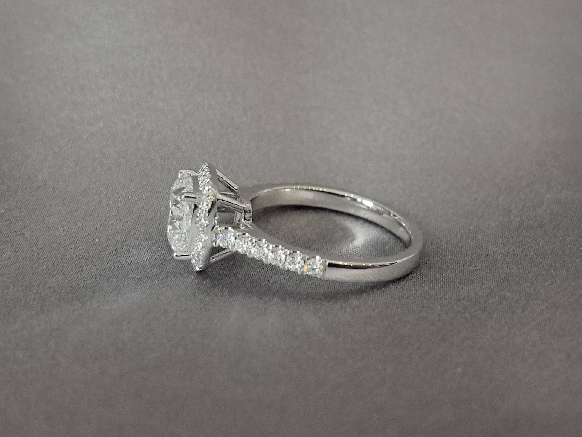 Cushion Halo Half Eternity Ring
