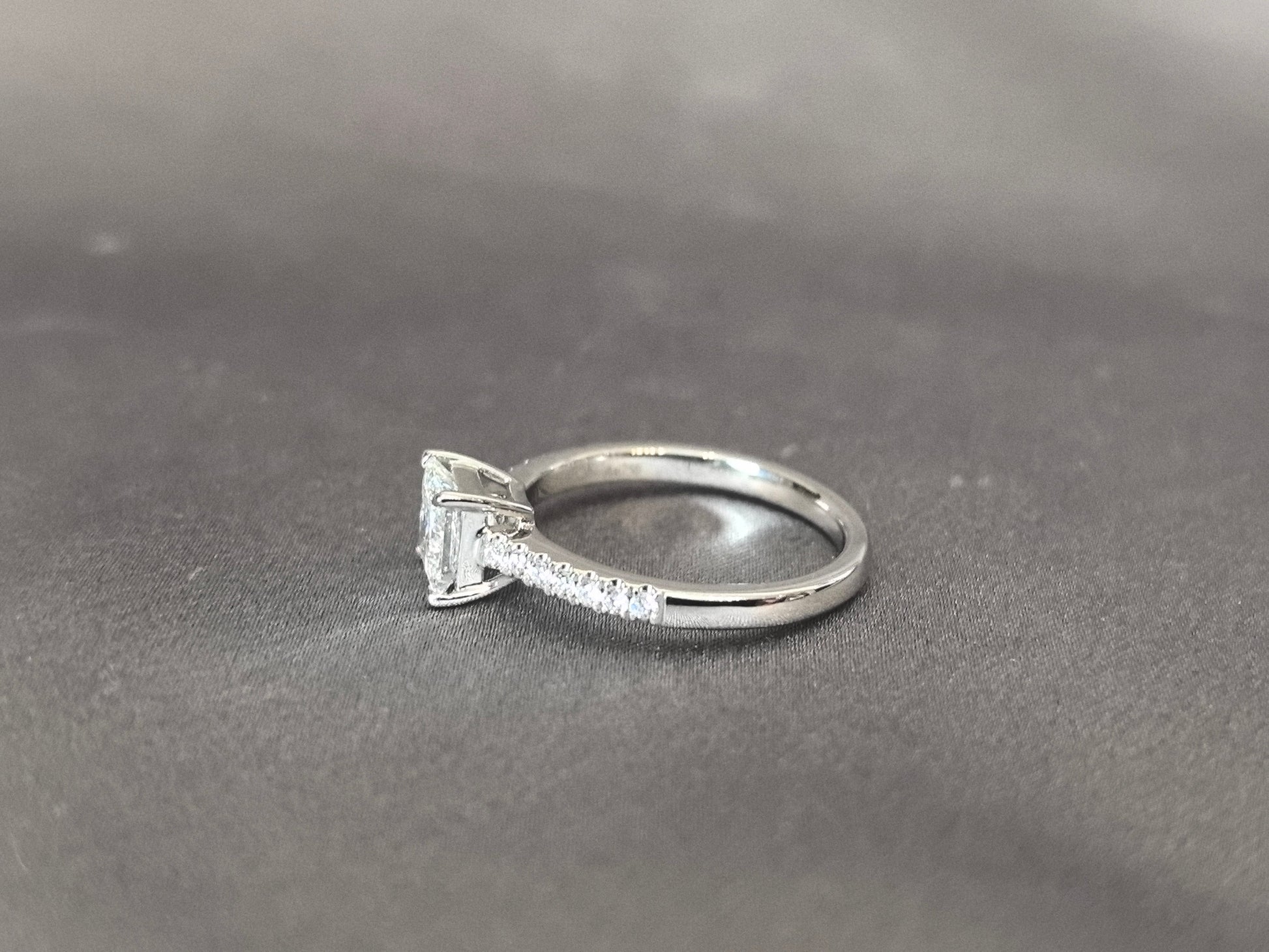 Princess Cut Solitaire Ring - Half Eternity Band - Geometric Elegance