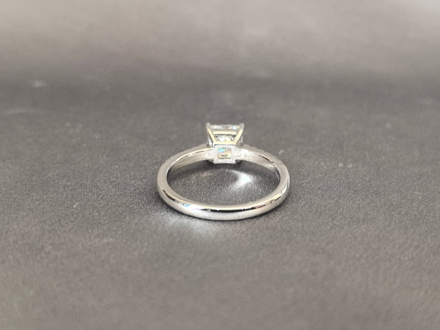 Princess Cut Solitaire Ring - Half Eternity Band - Geometric Elegance