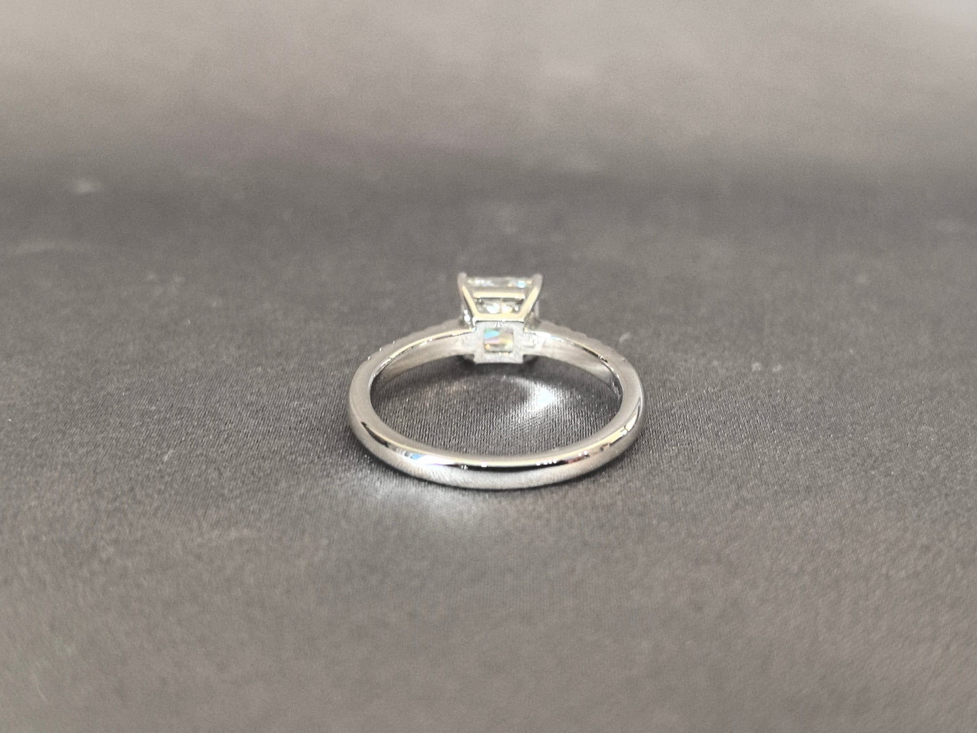 Princess Cut Solitaire Ring - Half Eternity Band - Geometric Elegance
