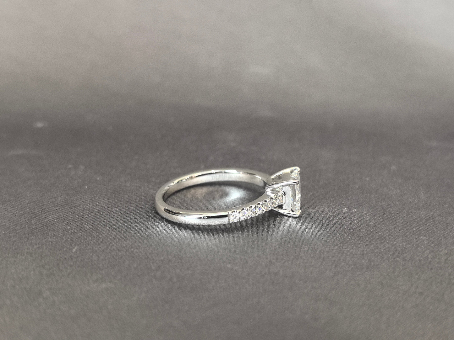 Princess Cut Solitaire Ring - Half Eternity Band - Geometric Elegance