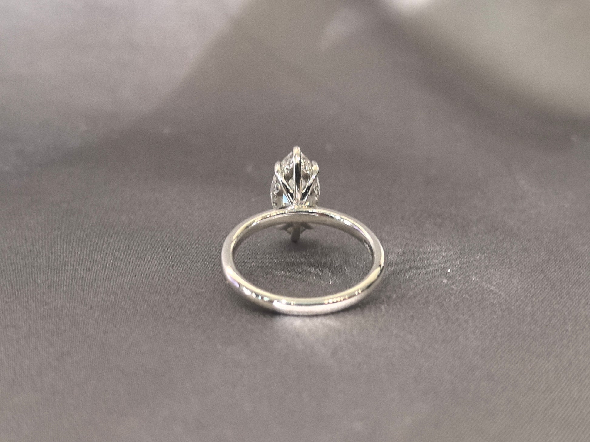 Marquise Solitaire Diamond Ring - Hidden Halo Design - Elongated Elegance