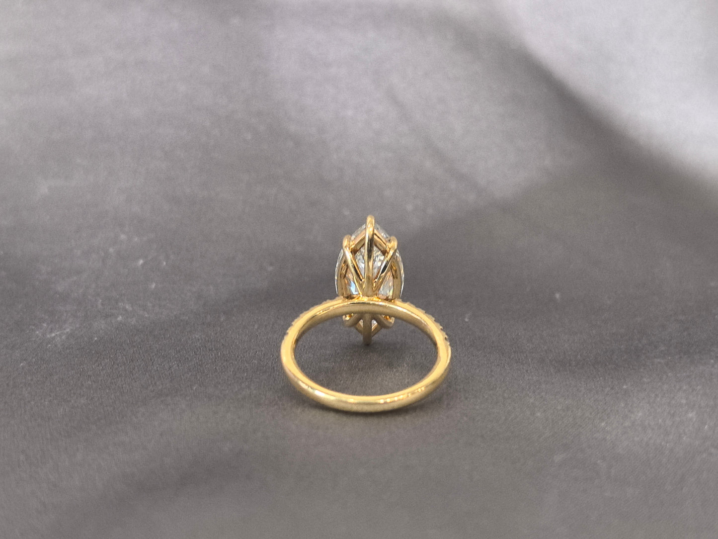 Marquise Simple Pavé Shank Ring - Half Eternity Design - Modern Bridal Stacking Ring