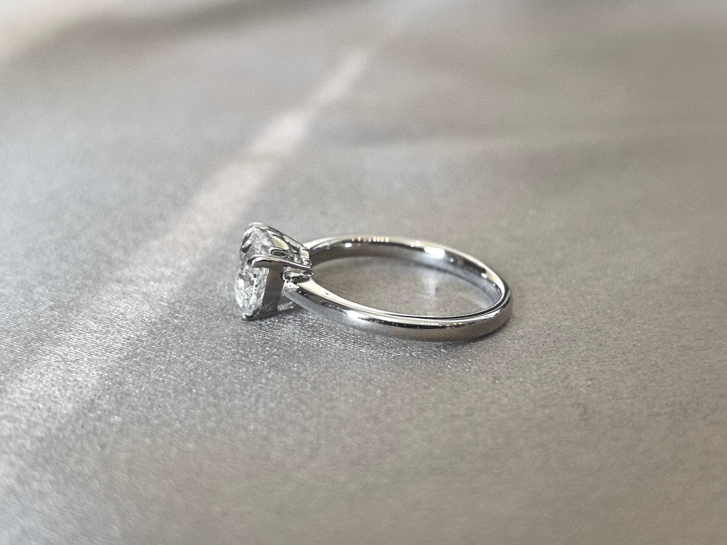 Heart Shaped Lab Grown Diamond Solitaire Ring - Minimalist Plain Band