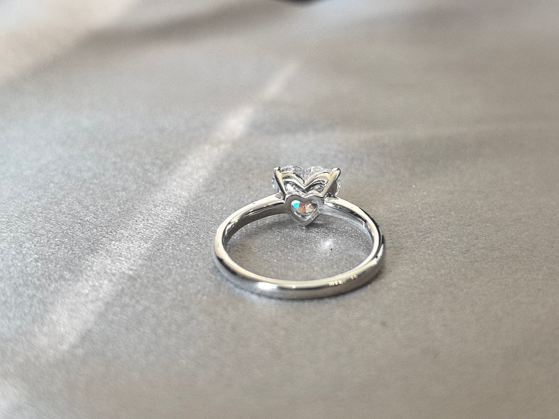 Heart Shaped Lab Grown Diamond Solitaire Ring - Minimalist Plain Band