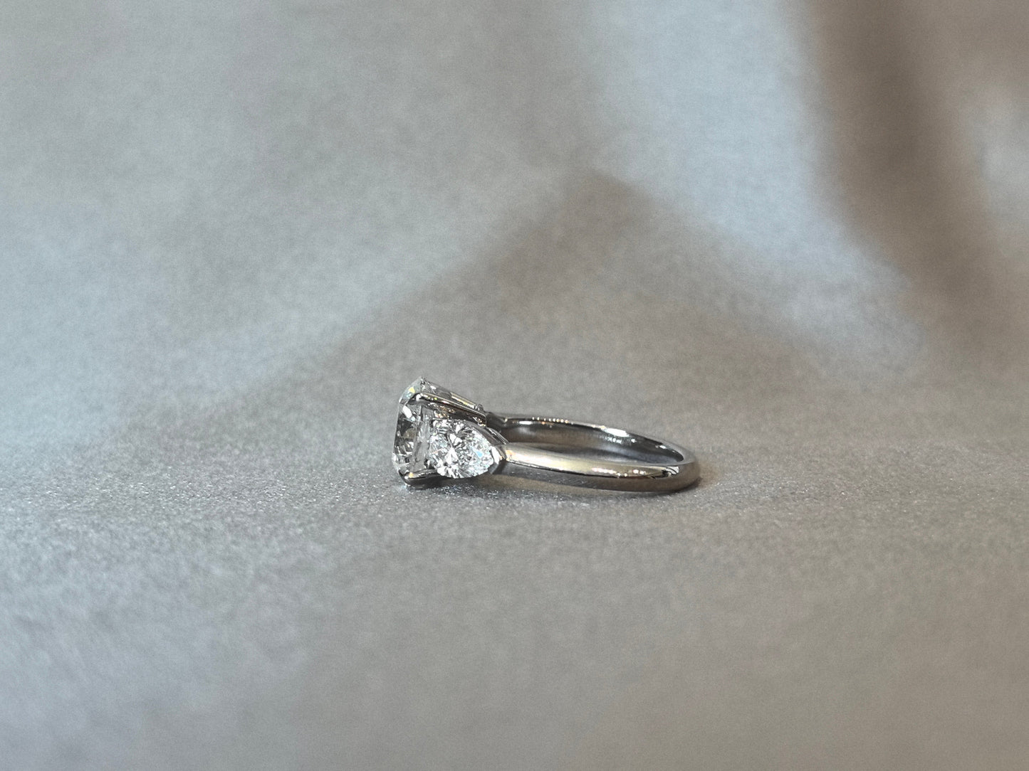 Round-Center Trilogy Ring - Pear Sidestones - Timeless Classic
