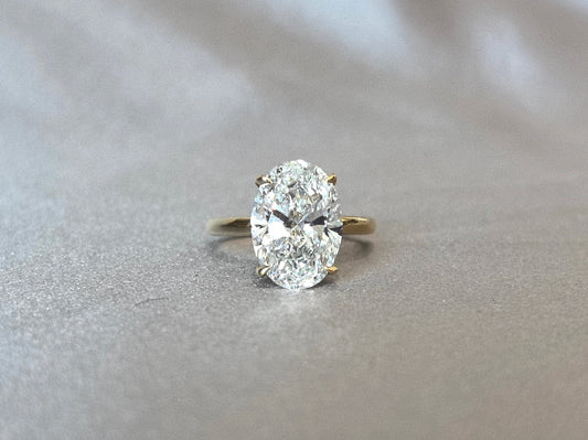 Oval Cut Lab Diamond Ring - Hidden Halo Design - Timeless Solitaire