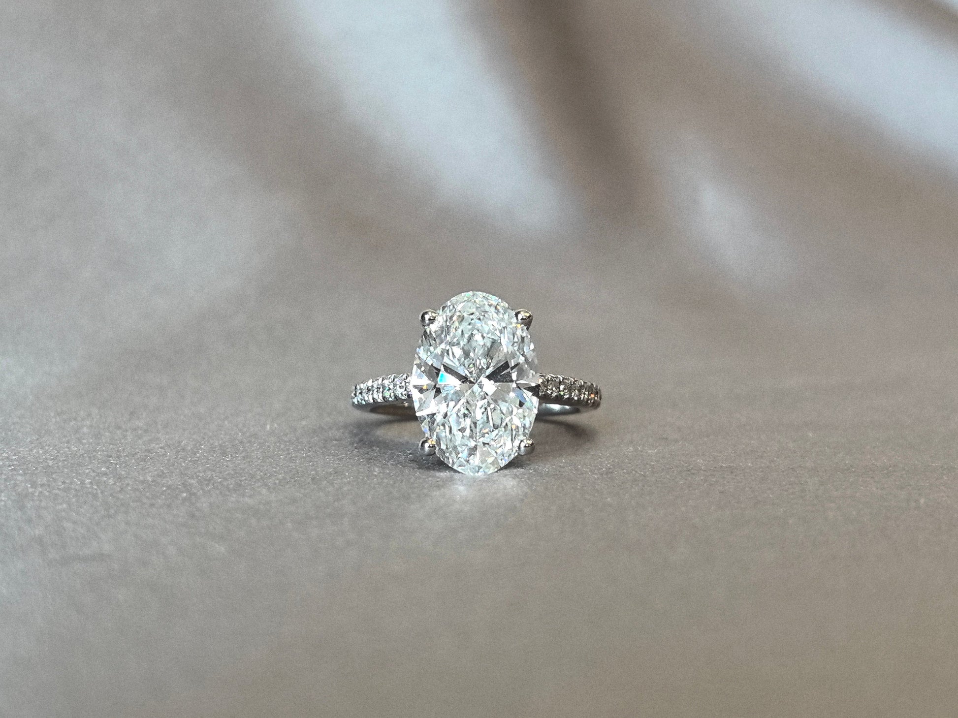 Dainty Oval Lab Half Eternity Diamond Ring - Oval Cut Lab Diamond Ring - Bridal-ready