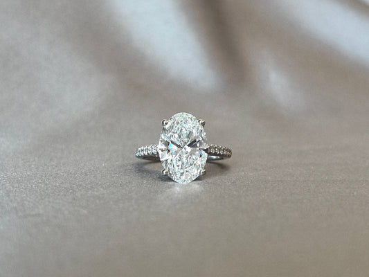Dainty Oval Lab Half Eternity Diamond Ring - Oval Cut Lab Diamond Ring - Bridal-ready