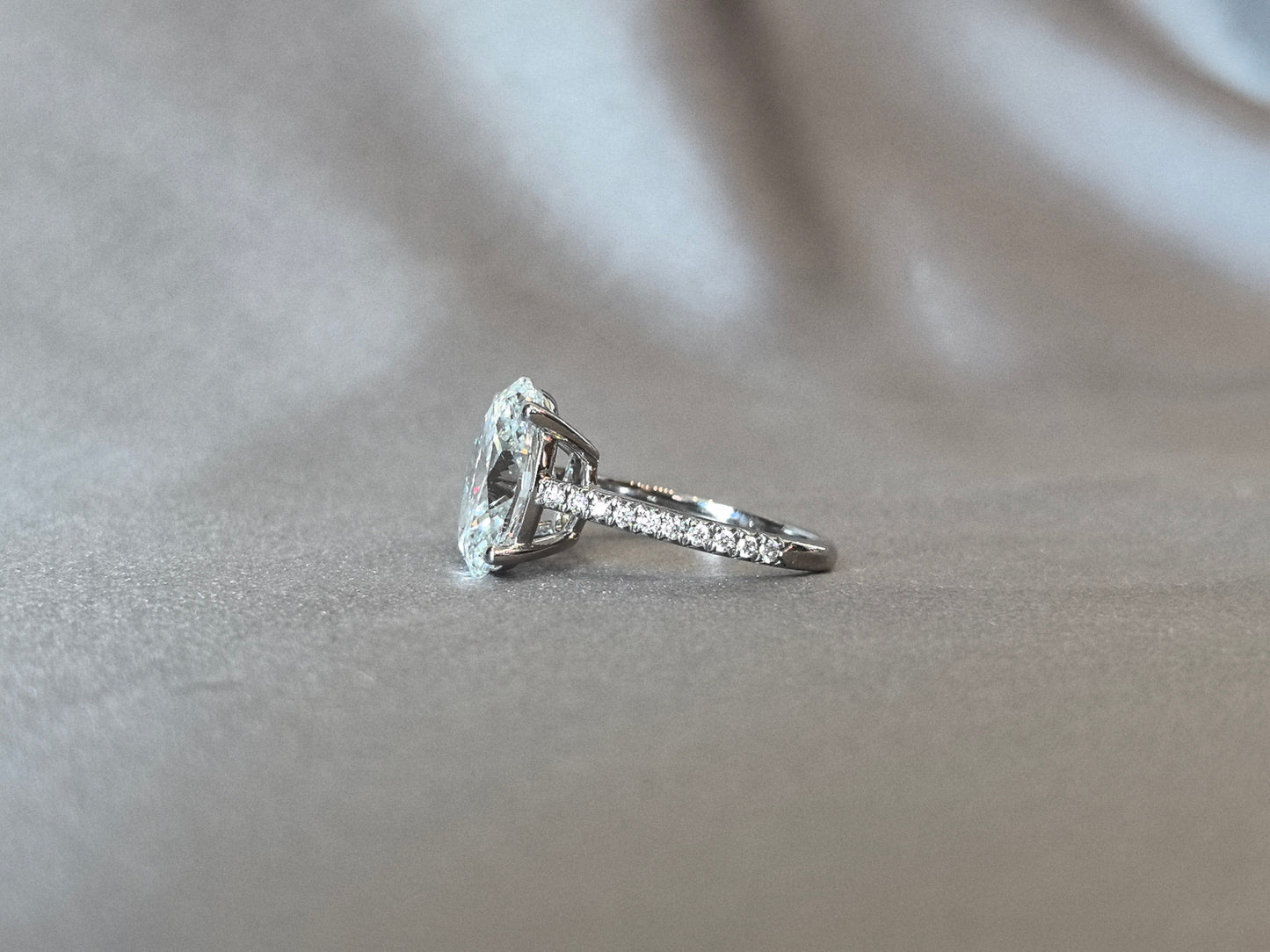 Dainty Oval Lab Half Eternity Diamond Ring - Oval Cut Lab Diamond Ring - Bridal-ready