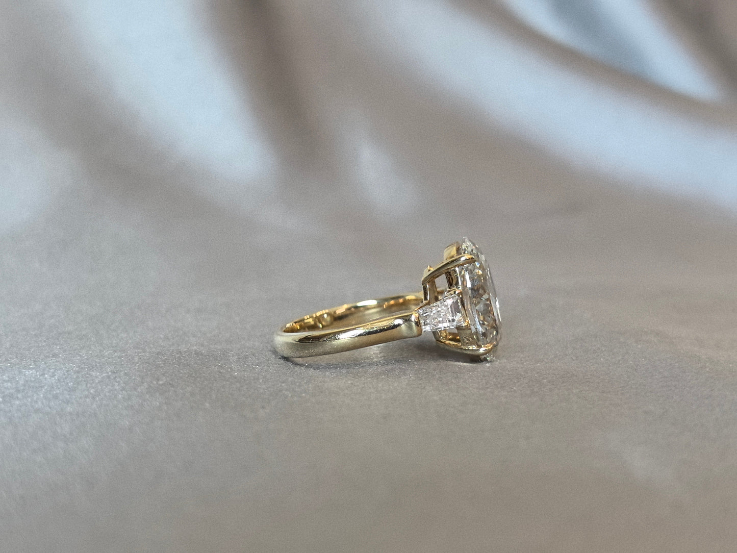 Oval Center Trilogy Ring - Baguette Sidestones - Architectural Elegance