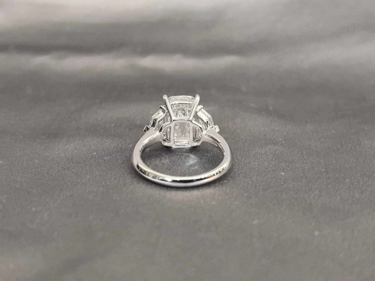 Rectangular Cushion Mixed Cut Trilogy Ring with Cadillac Sidestones - 14K Gold - Bold & Refined
