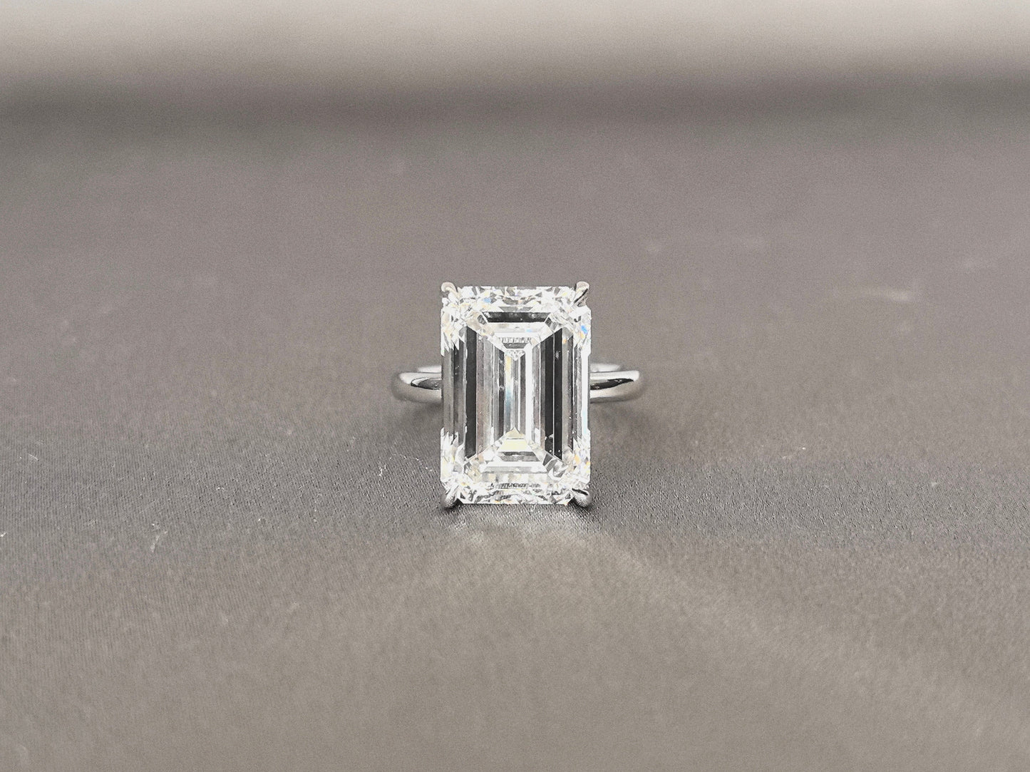 Emerald Cut Lab Grown Diamond Ring - Solitaire Setting - 4-Prong