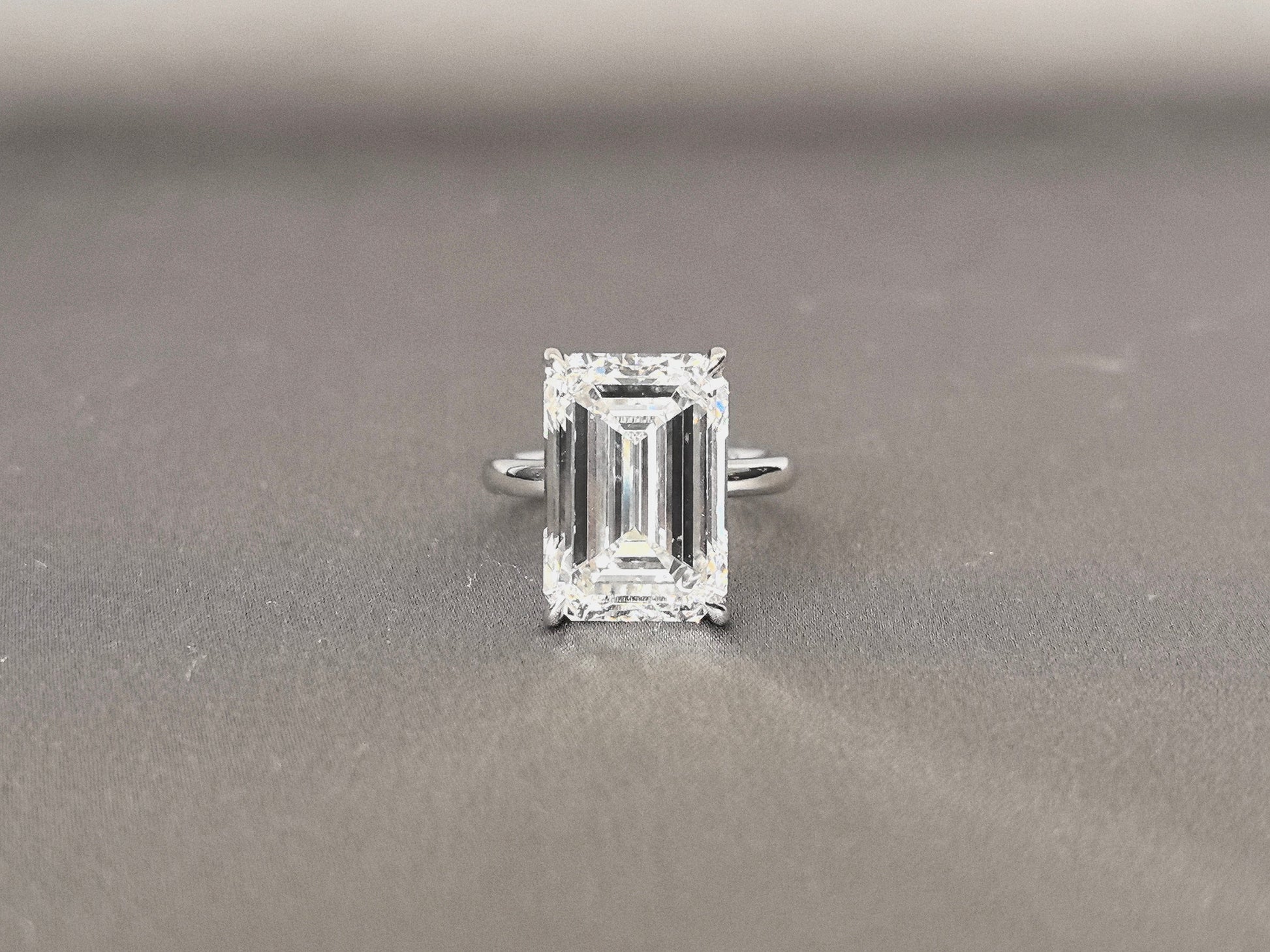 Emerald Cut Lab Grown Diamond Ring - Solitaire Setting - 4-Prong