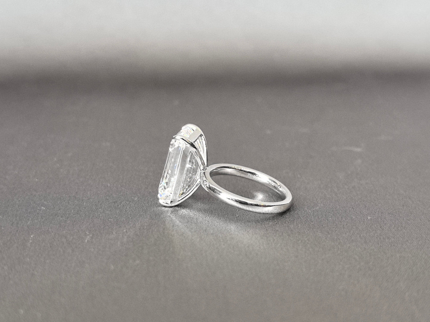 Emerald Cut Lab Grown Diamond Ring - Solitaire Setting - 4-Prong