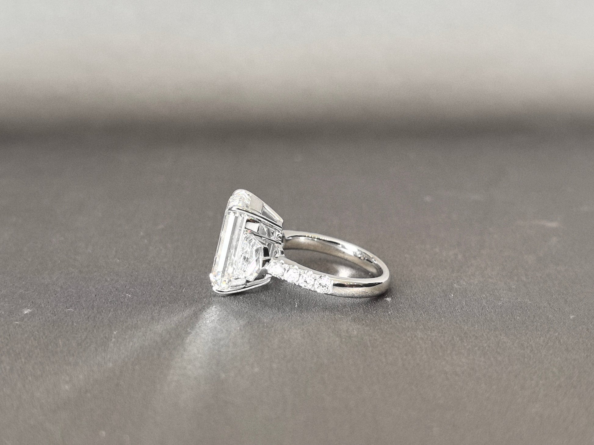 Half Eternity Emerald-Center Trilogy Ring with Cadillac Sidestones
