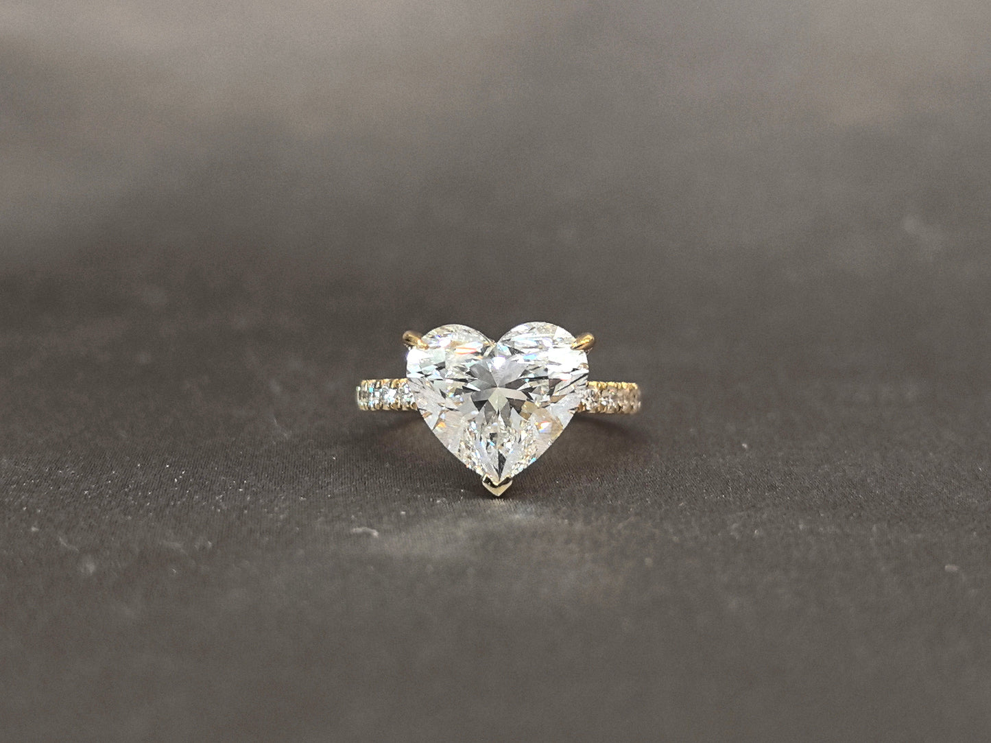 Heart Cut Lab Grown Diamond Ring - Half Eternity Band & Hidden Halo