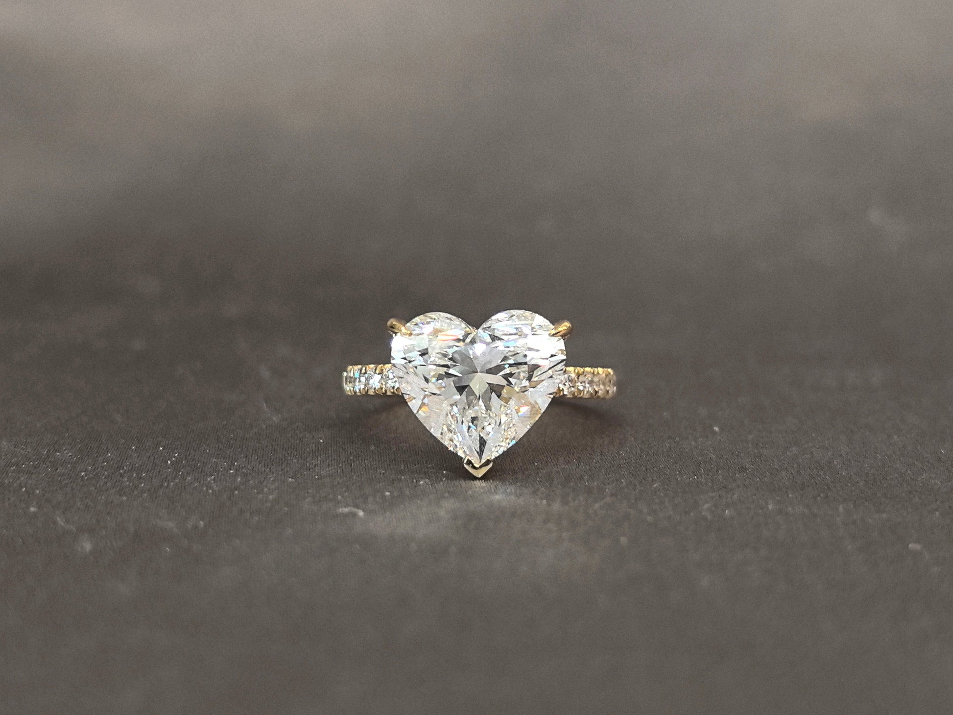 Heart Cut Lab Grown Diamond Ring - Half Eternity Band & Hidden Halo