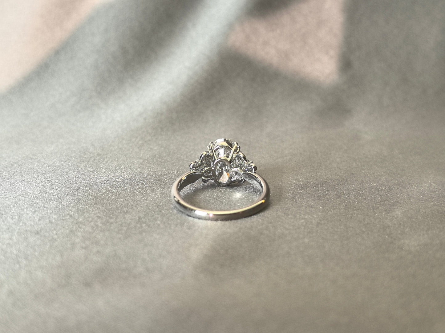 Oval Cut Lab Diamond Ring - Diamond Bow Accents - Exquisite Detailing