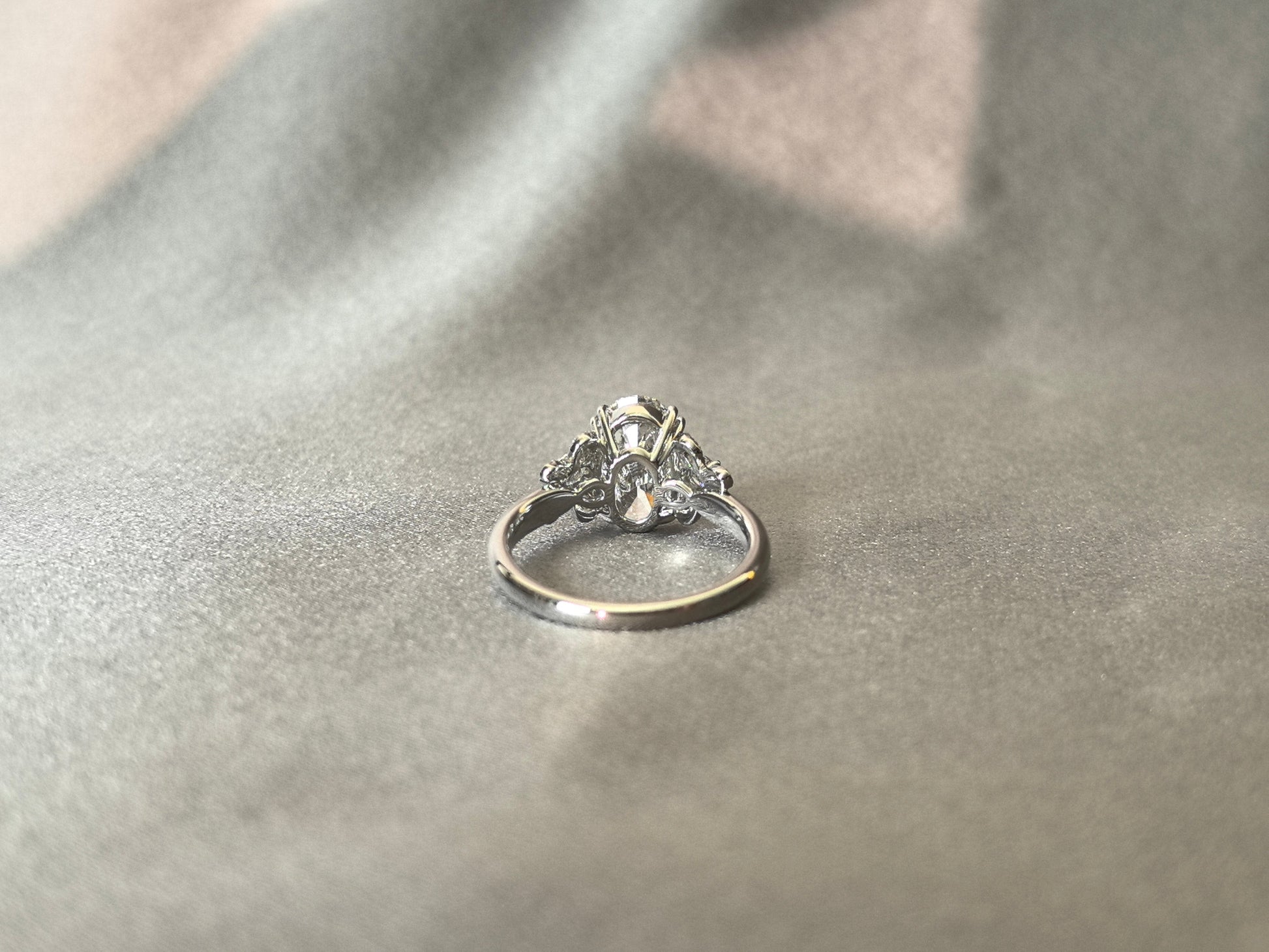 Oval Cut Lab Diamond Ring - Diamond Bow Accents - Exquisite Detailing