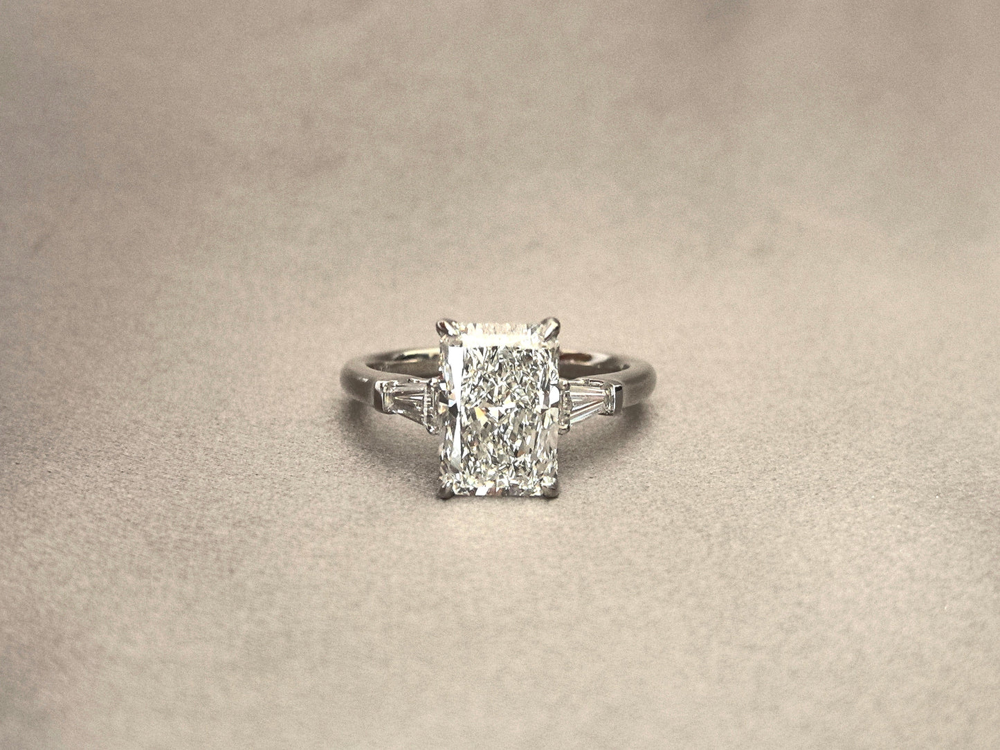 Radiant Cut Trilogy Ring - Baguette Sidestones - Geometric Brilliance
