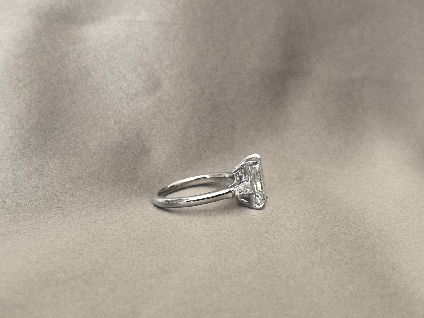 Radiant Cut Trilogy Ring - Baguette Sidestones - Geometric Brilliance