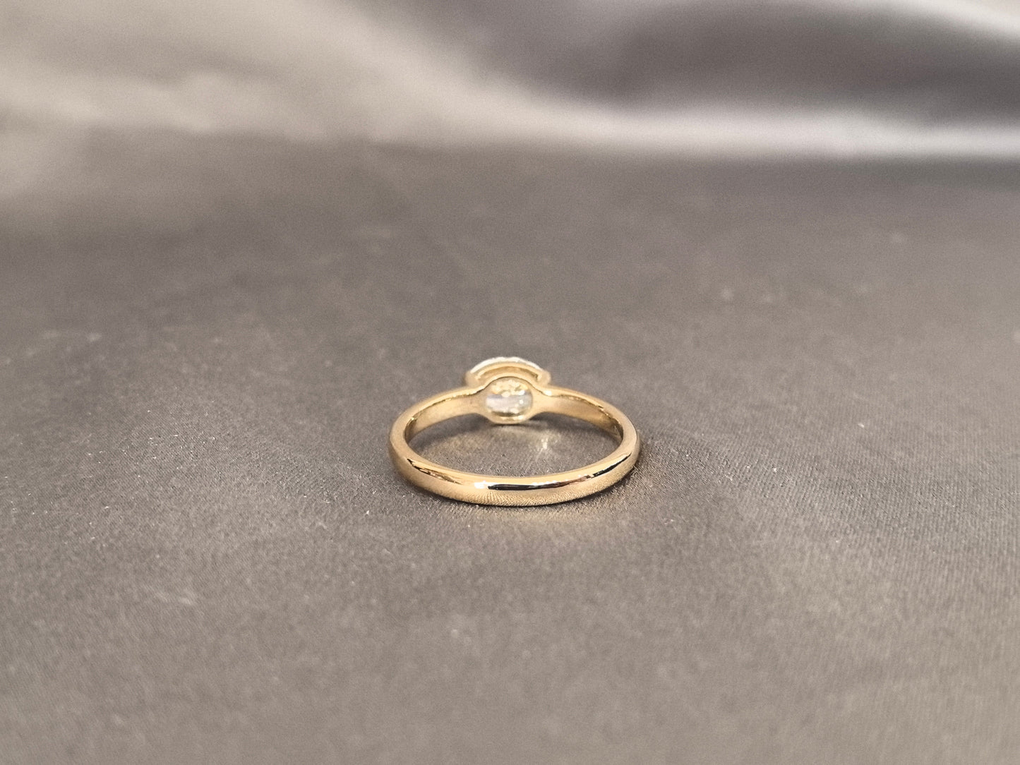 East-West Oval Lab Diamond Pinky Ring - Four Prong with Black Bezel Accent - Modern Lab-Grown Diamond Ring