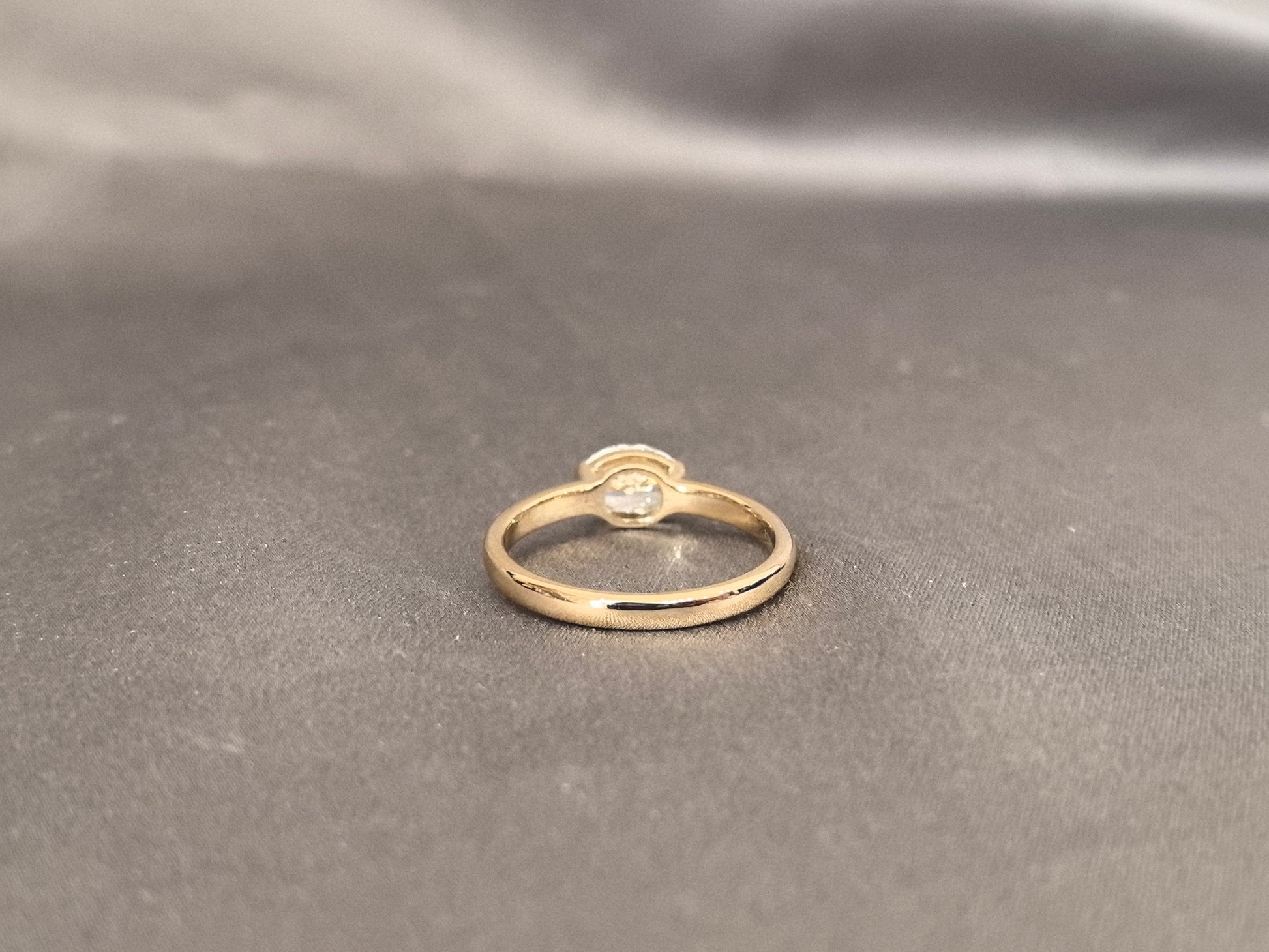 East-West Oval Lab Diamond Pinky Ring - Four Prong with Black Bezel Accent - Modern Lab-Grown Diamond Ring