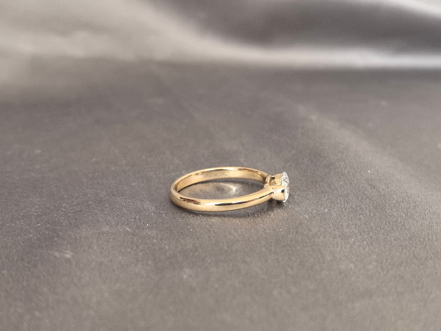 East-West Oval Lab Diamond Pinky Ring - Four Prong with Black Bezel Accent - Modern Lab-Grown Diamond Ring