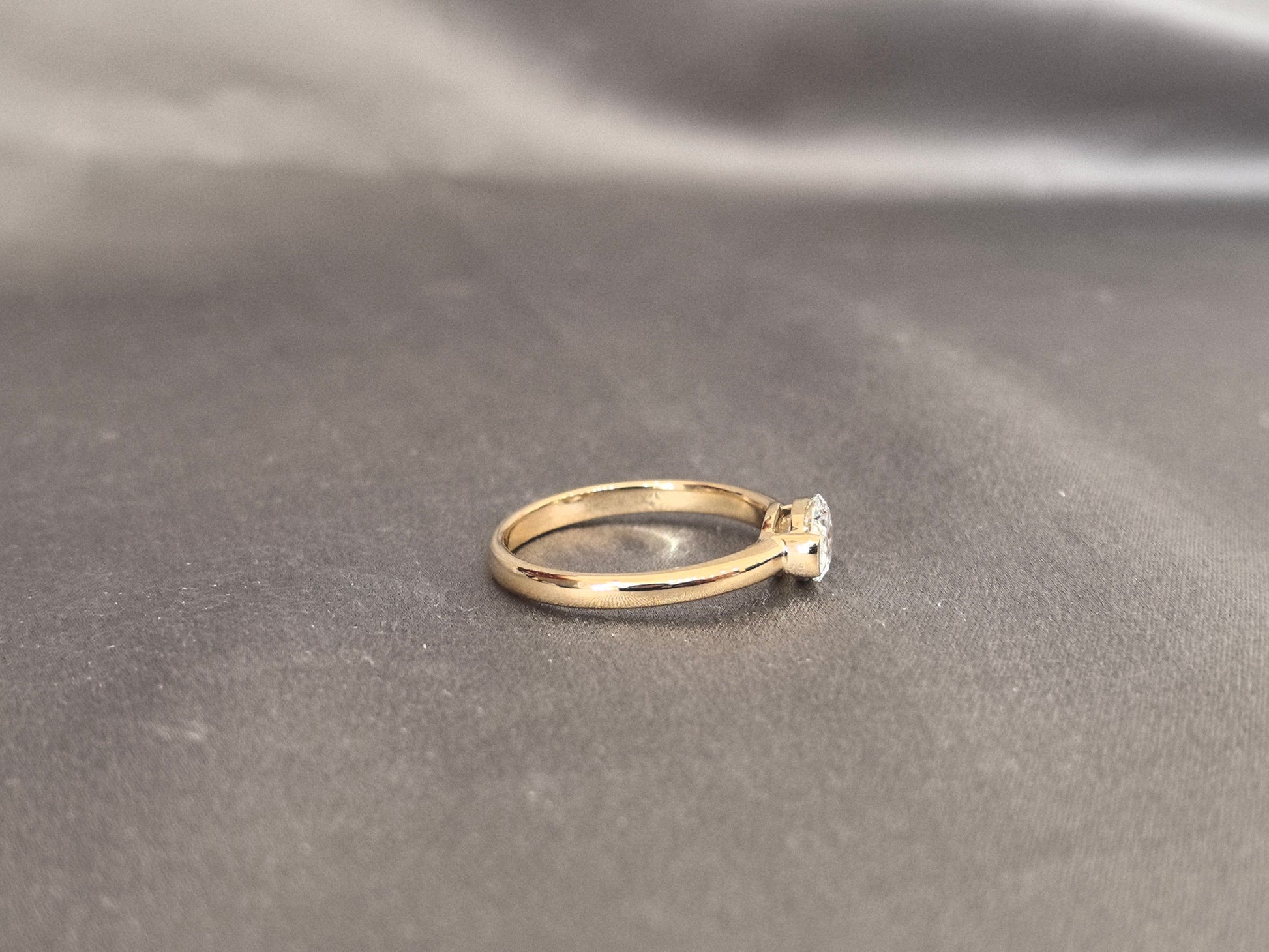 East-West Oval Lab Diamond Pinky Ring - Four Prong with Black Bezel Accent - Modern Lab-Grown Diamond Ring