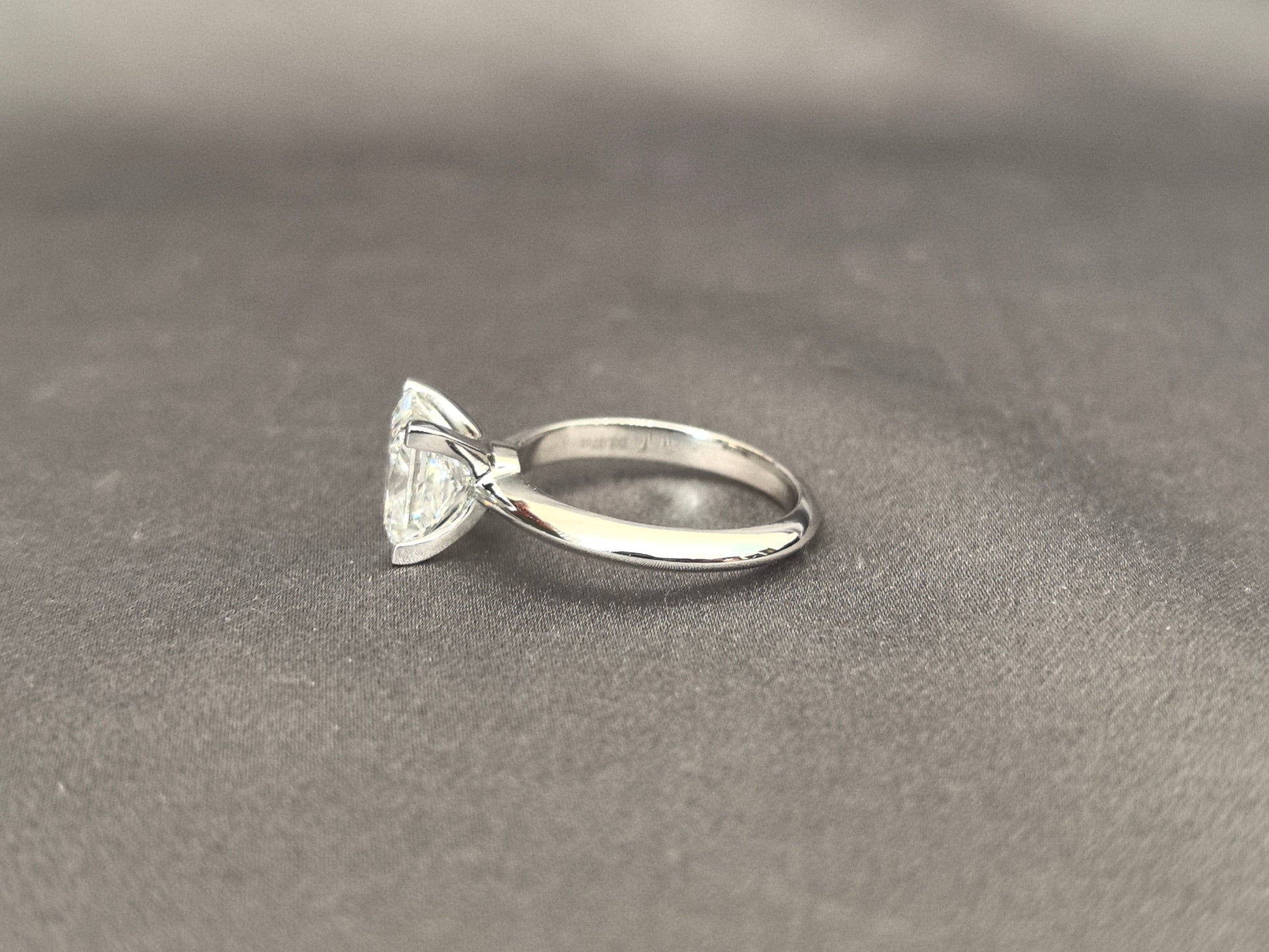 Princess Cut Lab Diamond Solitaire Ring - 4-Prong Setting - Plain Band