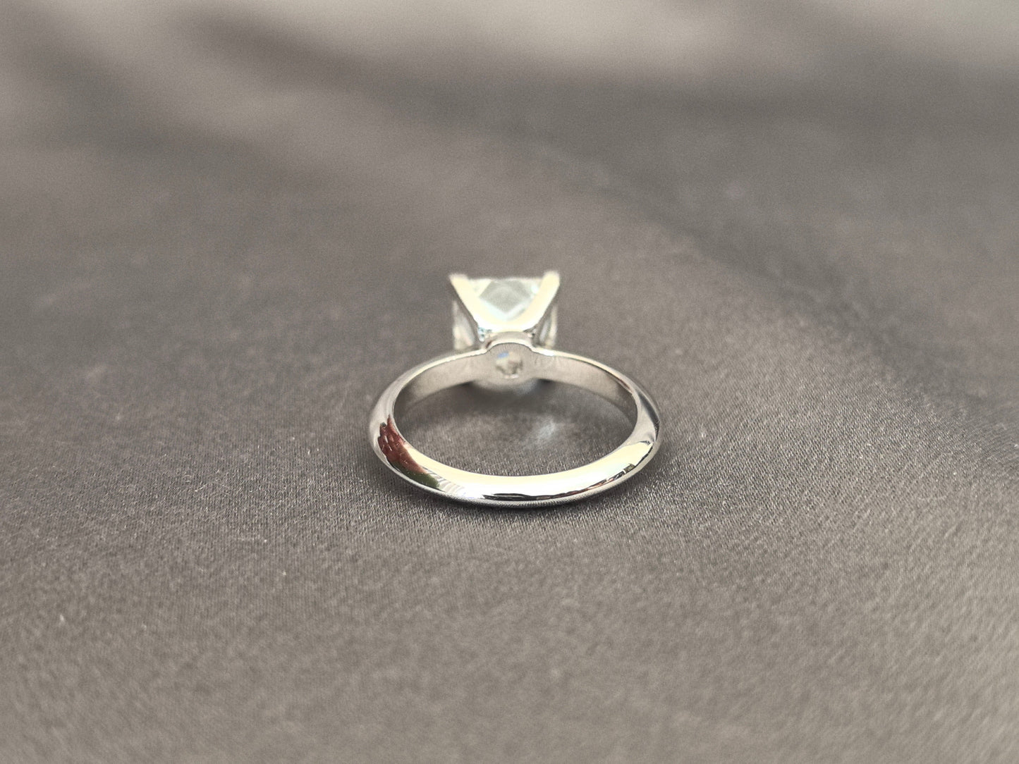 Princess Cut Lab Diamond Solitaire Ring - 4-Prong Setting - Plain Band