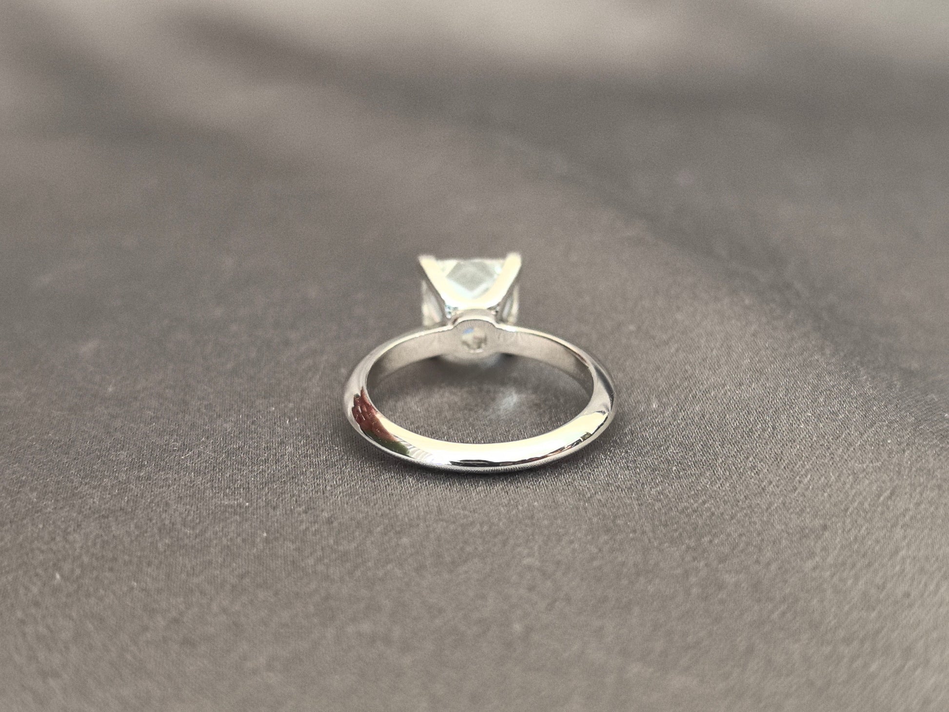 Princess Cut Lab Diamond Solitaire Ring - 4-Prong Setting - Plain Band