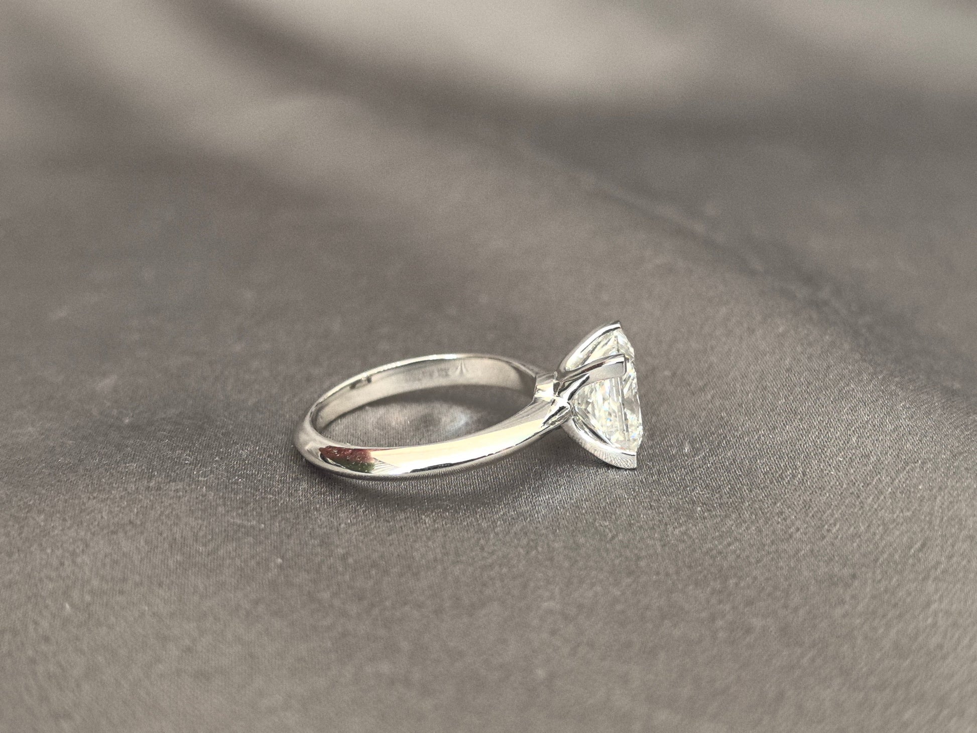 Princess Cut Lab Diamond Solitaire Ring - 4-Prong Setting - Plain Band