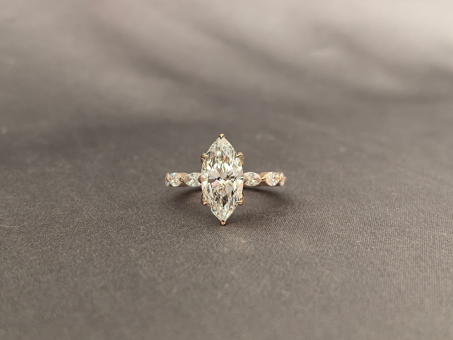 Marquise Cut Lab Diamond Full Eternity Ring - Geometric Flair - 14K Gold