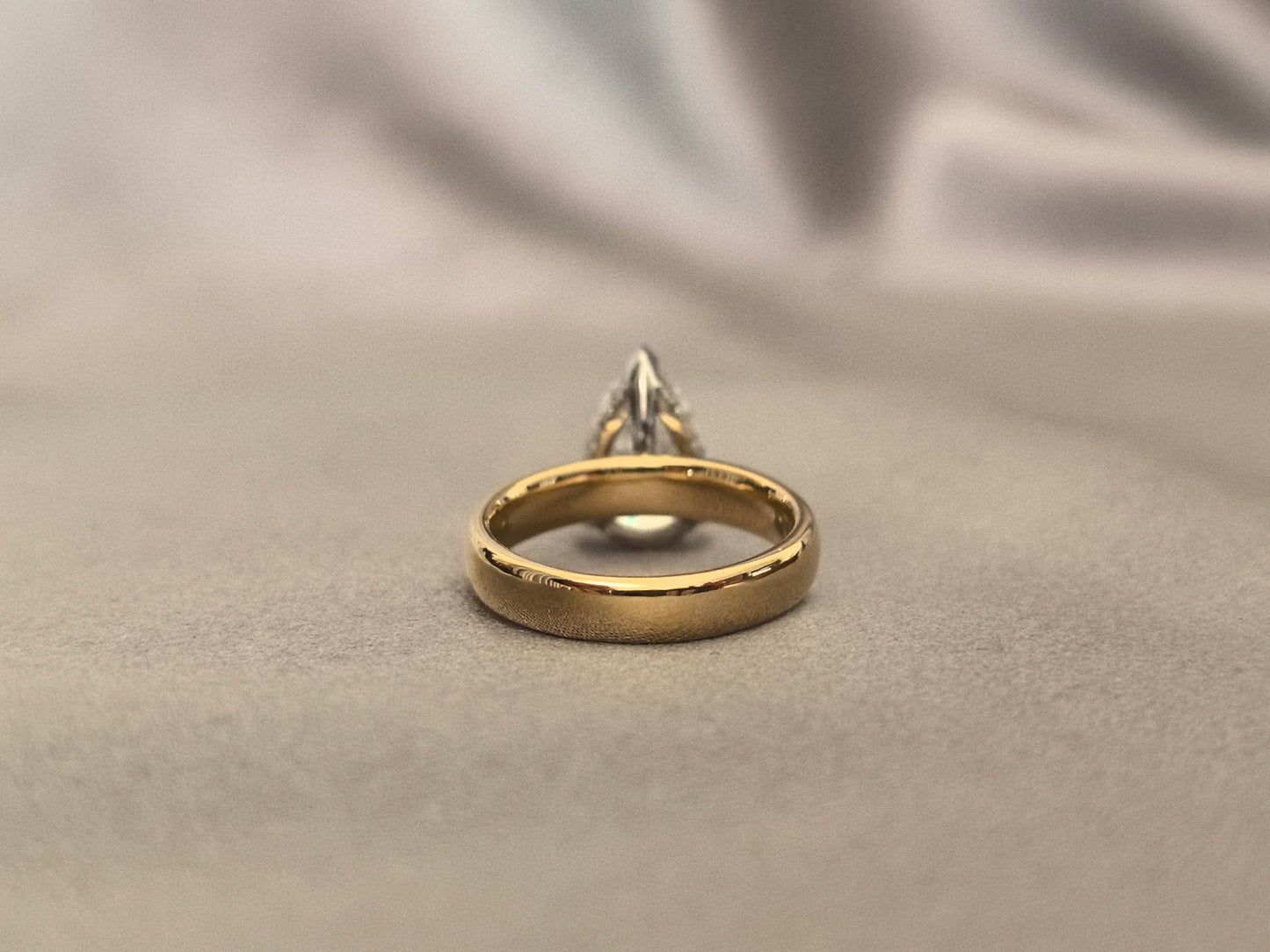 3.01 Carat Pear-Shaped Lab Diamond Wide Ring - 4mm Wide - 18k Gold