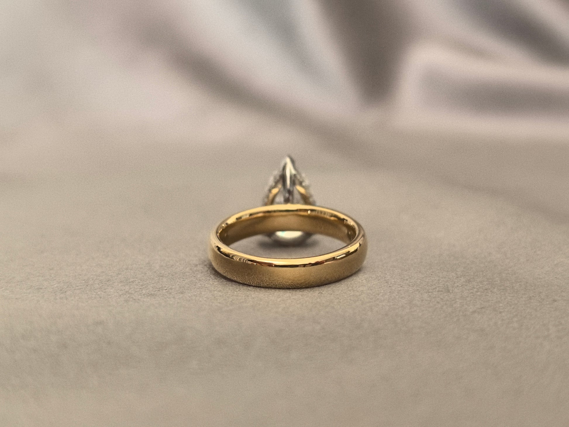 3.01 Carat Pear-Shaped Lab Diamond Wide Ring - 4mm Wide - 18k Gold