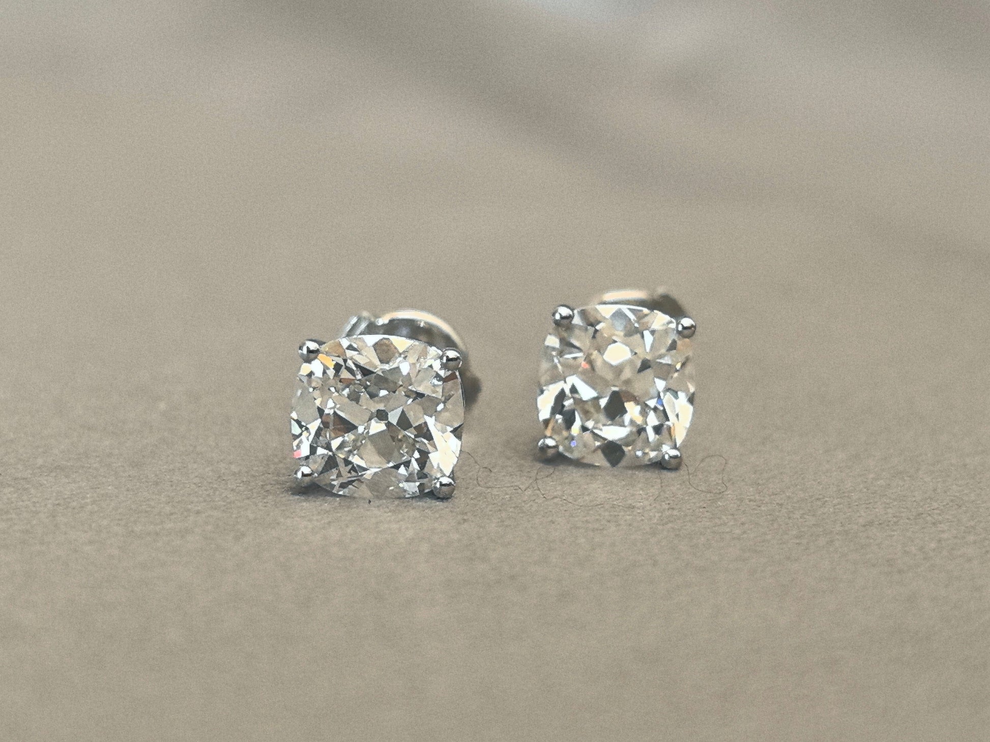Cushion Cut Lab Diamond Studs in 18K White Gold