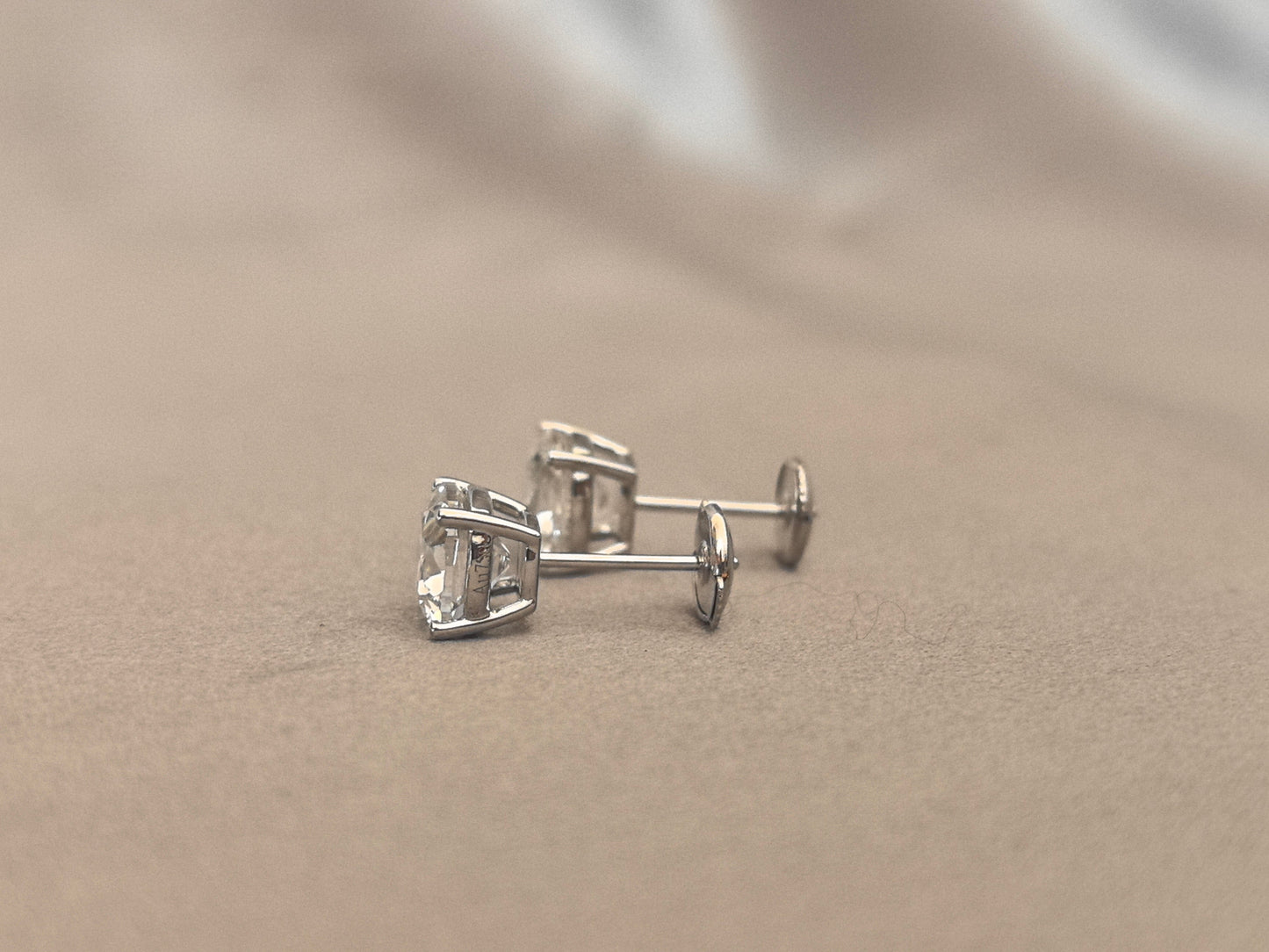 Cushion Cut Lab Diamond Studs in 18K White Gold
