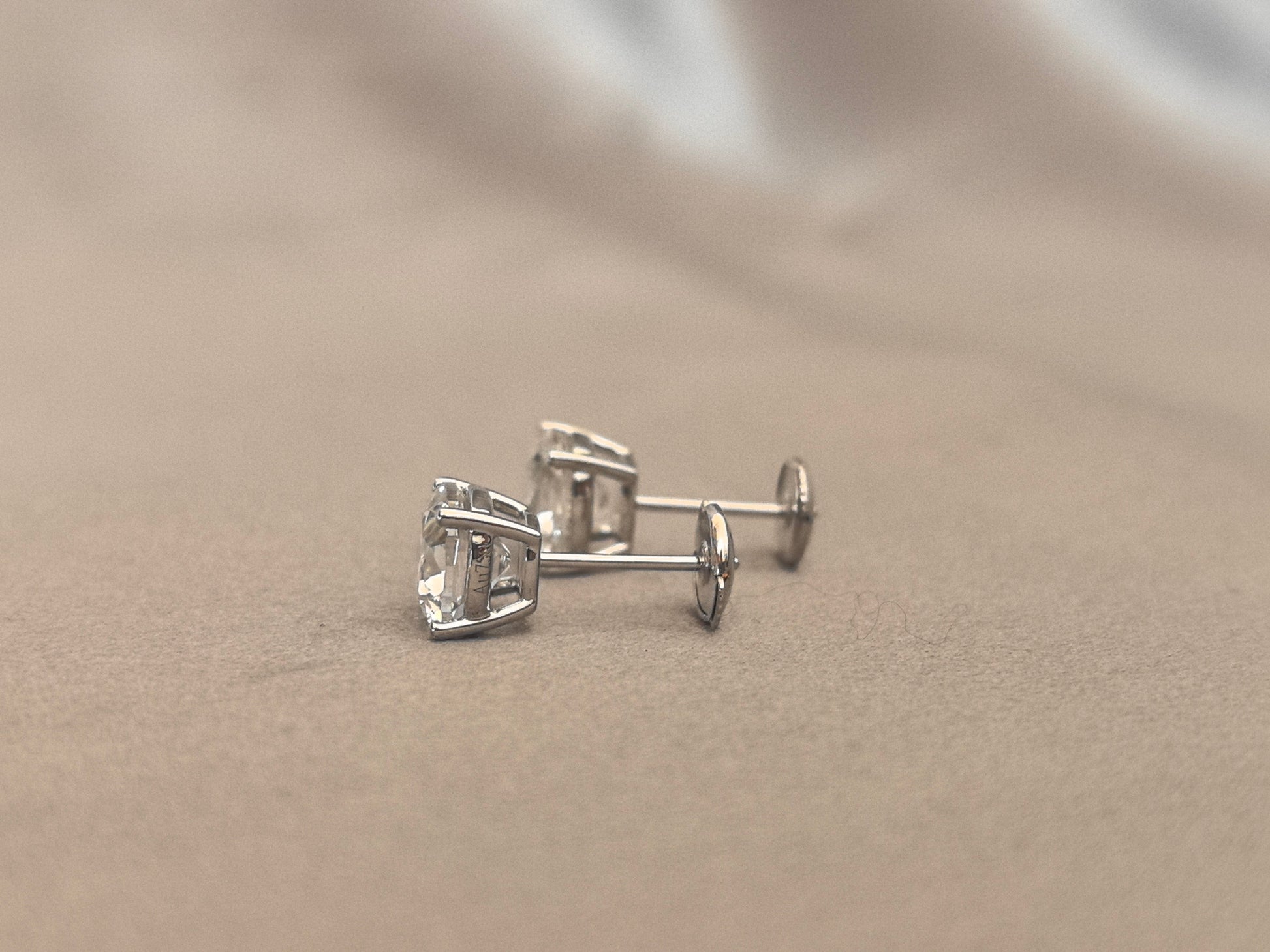 Cushion Cut Lab Diamond Studs in 18K White Gold