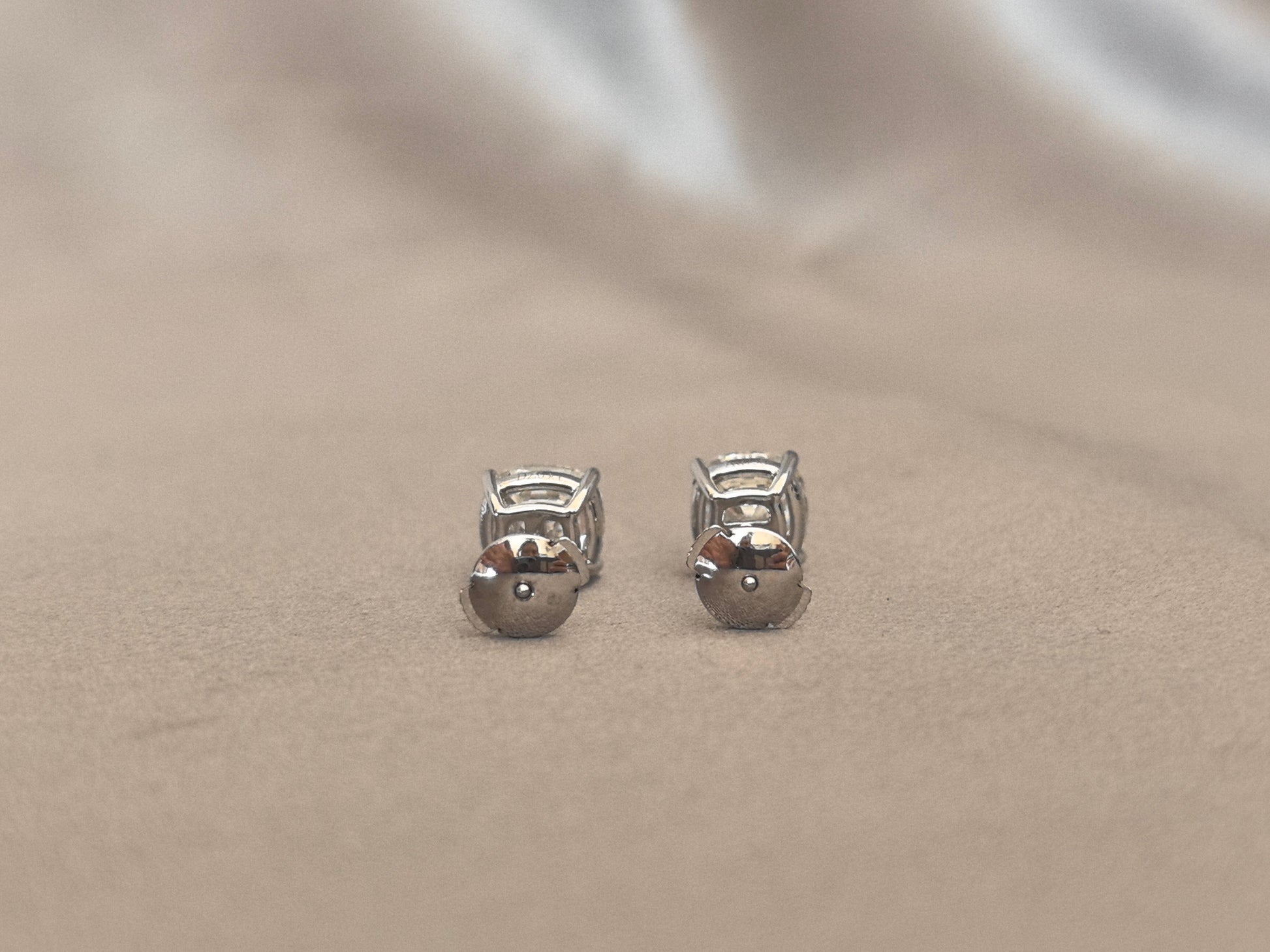 Cushion Cut Lab Diamond Studs in 18K White Gold