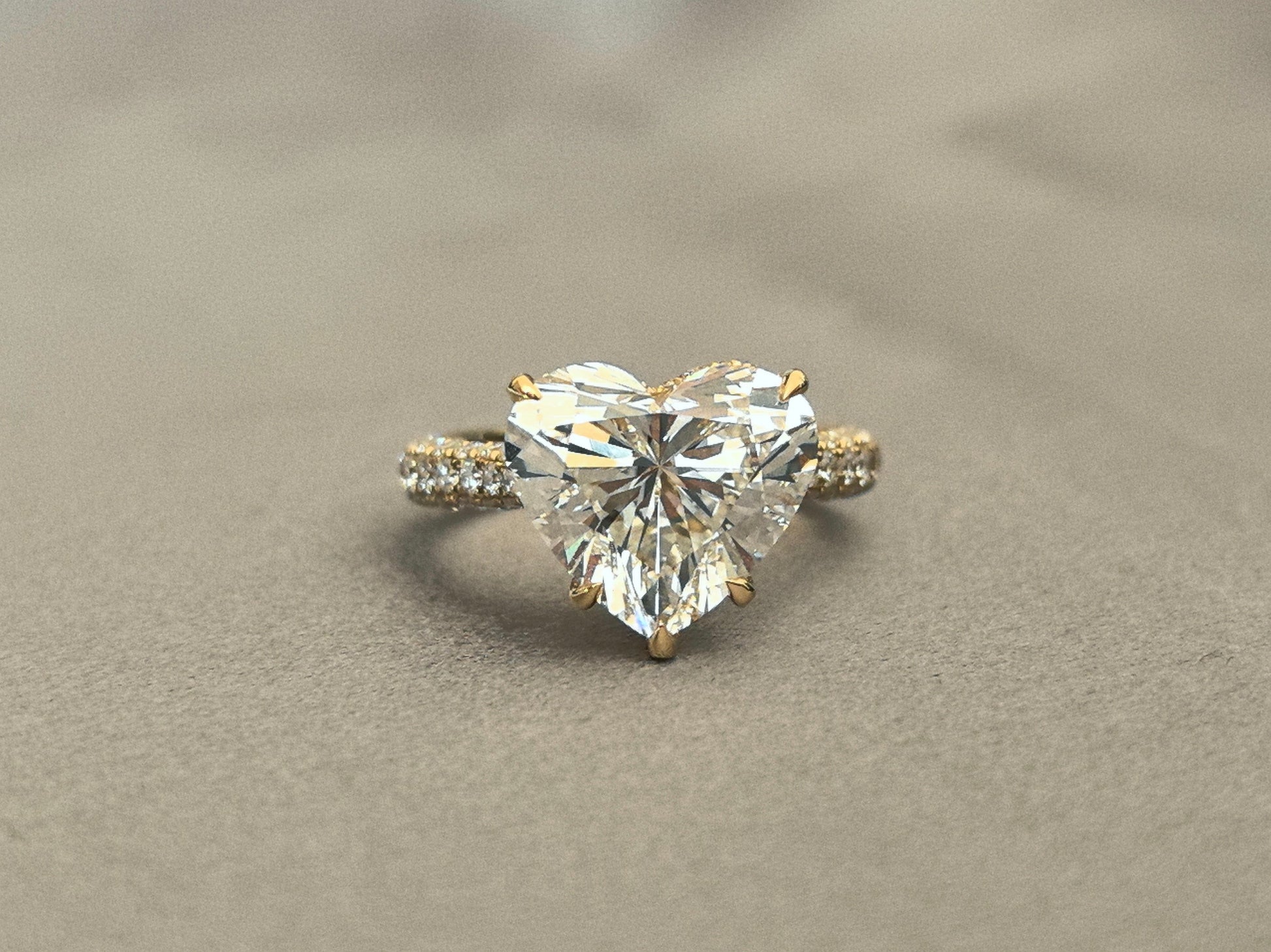 5-Prong Heart-Shaped Lab Diamond Ring Adorned with a Galaxy of Diamonds