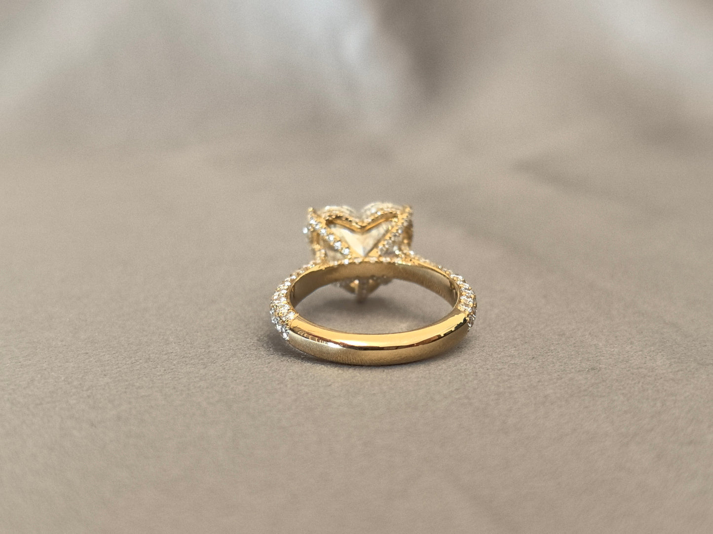 5-Prong Heart-Shaped Lab Diamond Ring Adorned with a Galaxy of Diamonds