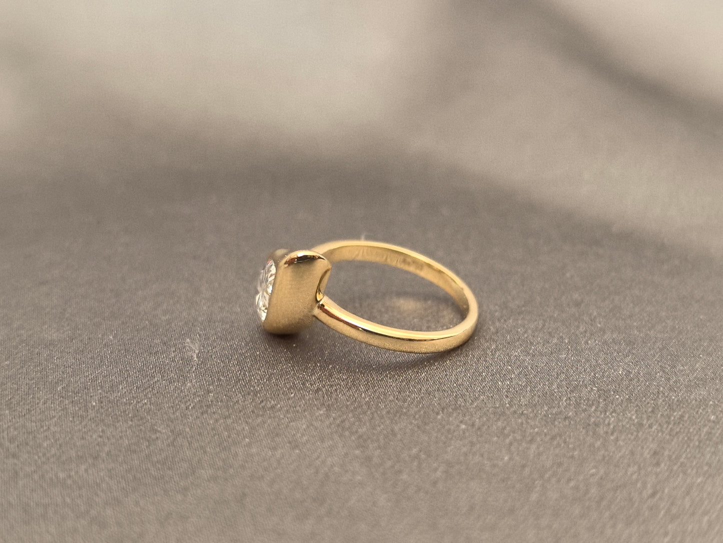 Bezel Set Pear Cut Lab Grown Diamond Ring - Modern Secure Setting