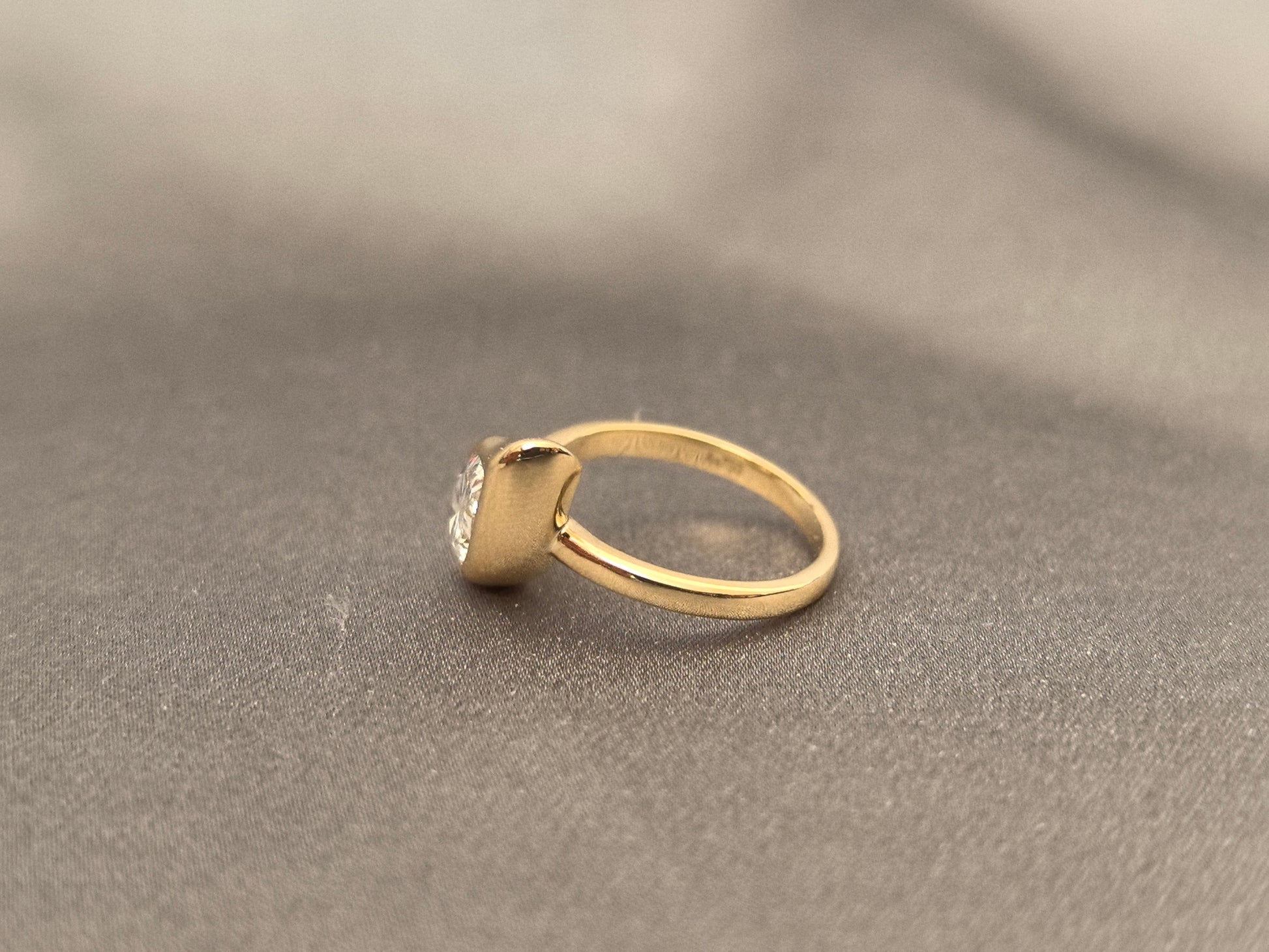 Bezel Set Pear Cut Lab Grown Diamond Ring - Modern Secure Setting