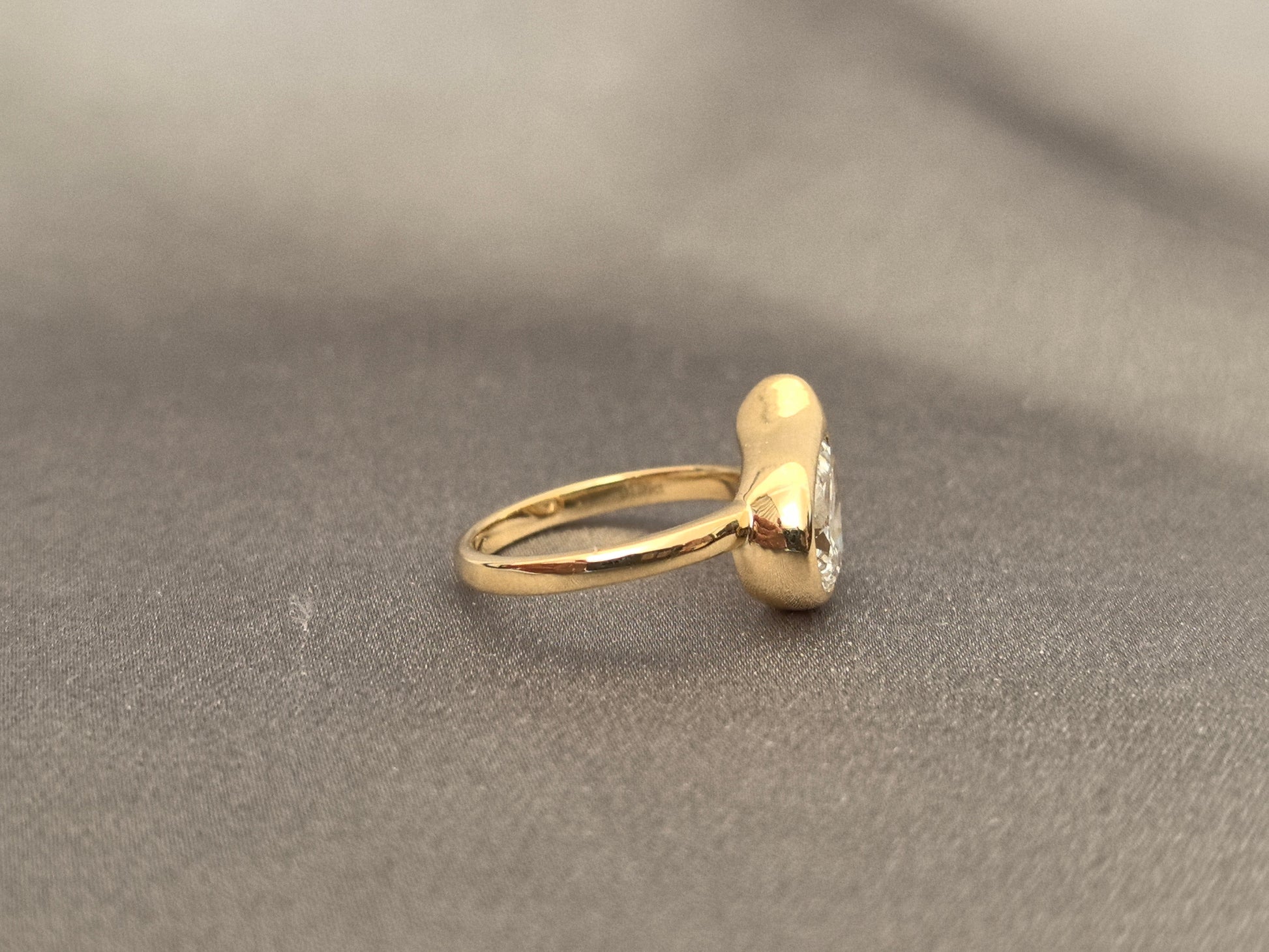 Bezel Set Pear Cut Lab Grown Diamond Ring - Modern Secure Setting