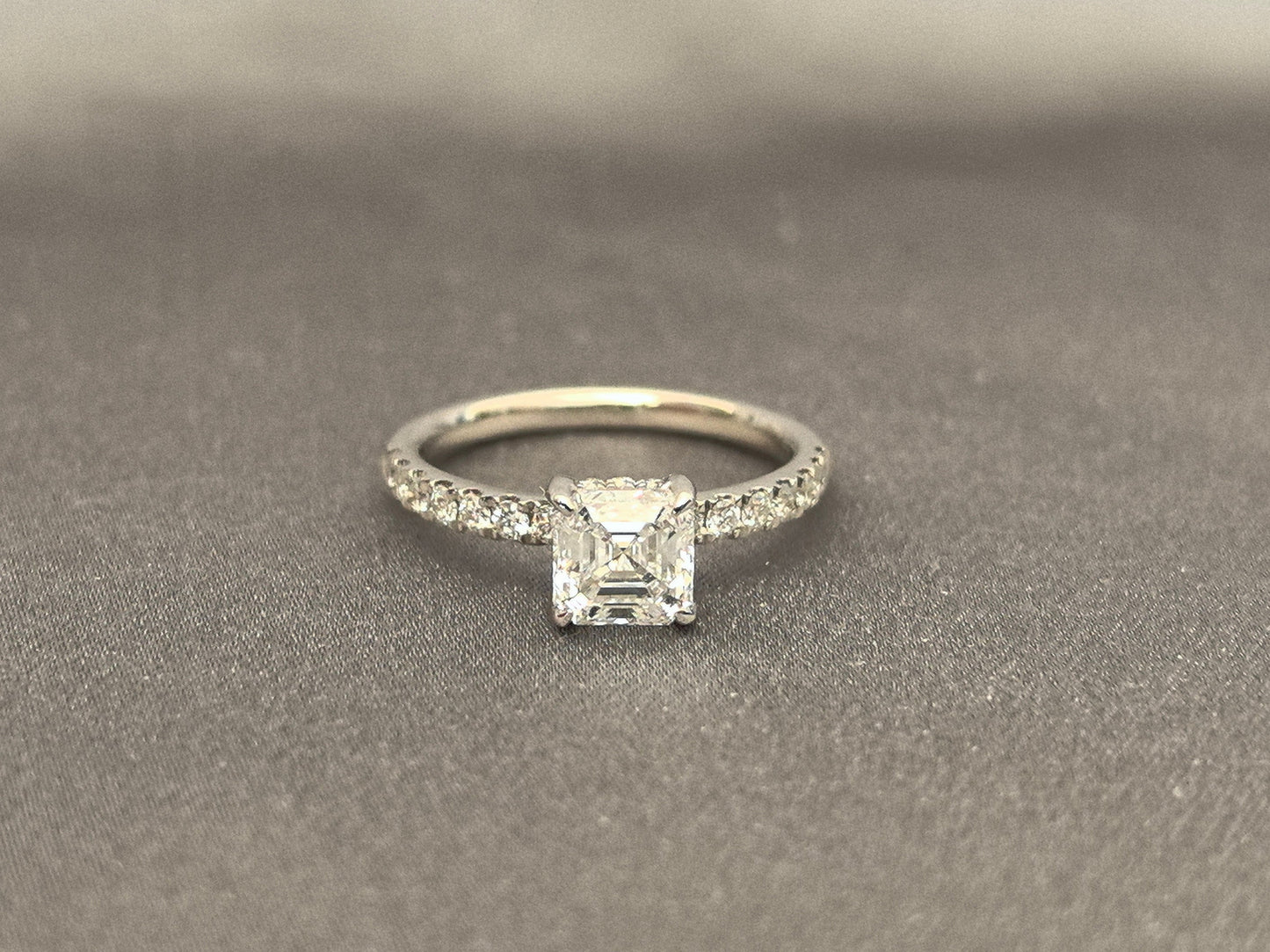 Ashoka Cut Laboratory Diamond Half-Set Ring - 14K Gold - Four-Prong Setting