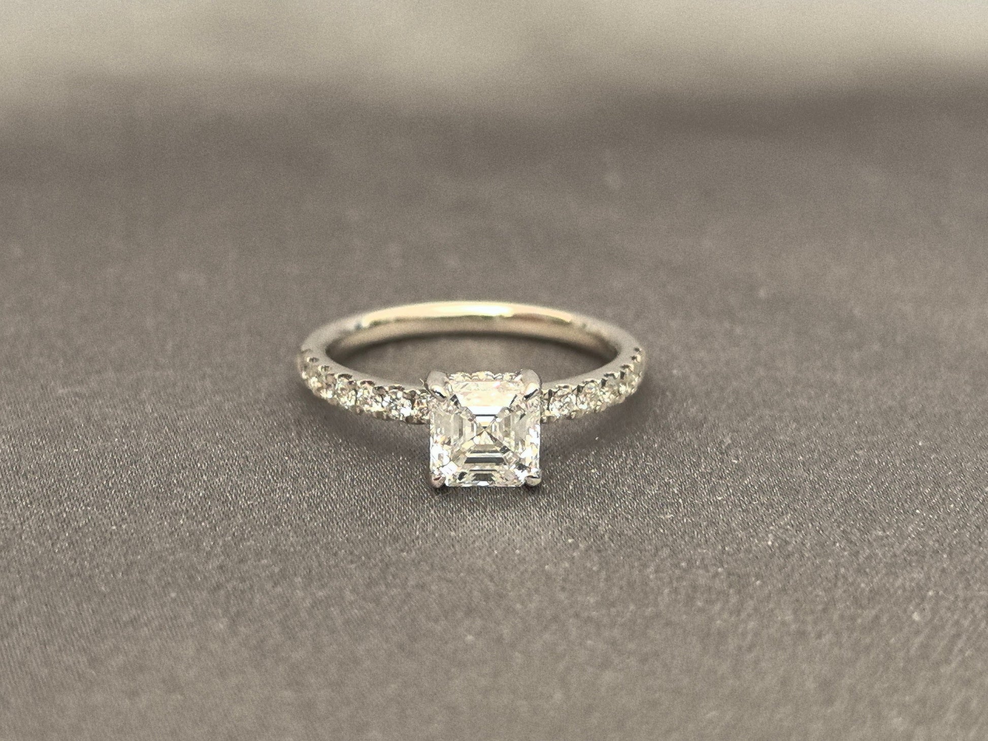 Ashoka Cut Laboratory Diamond Half-Set Ring - 14K Gold - Four-Prong Setting