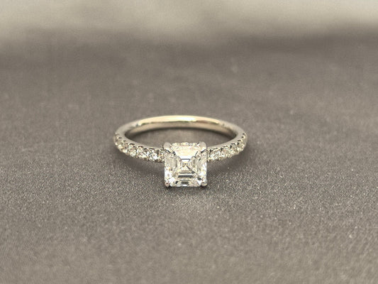 Ashoka Cut Laboratory Diamond Half-Set Ring - 14K Gold - Four-Prong Setting