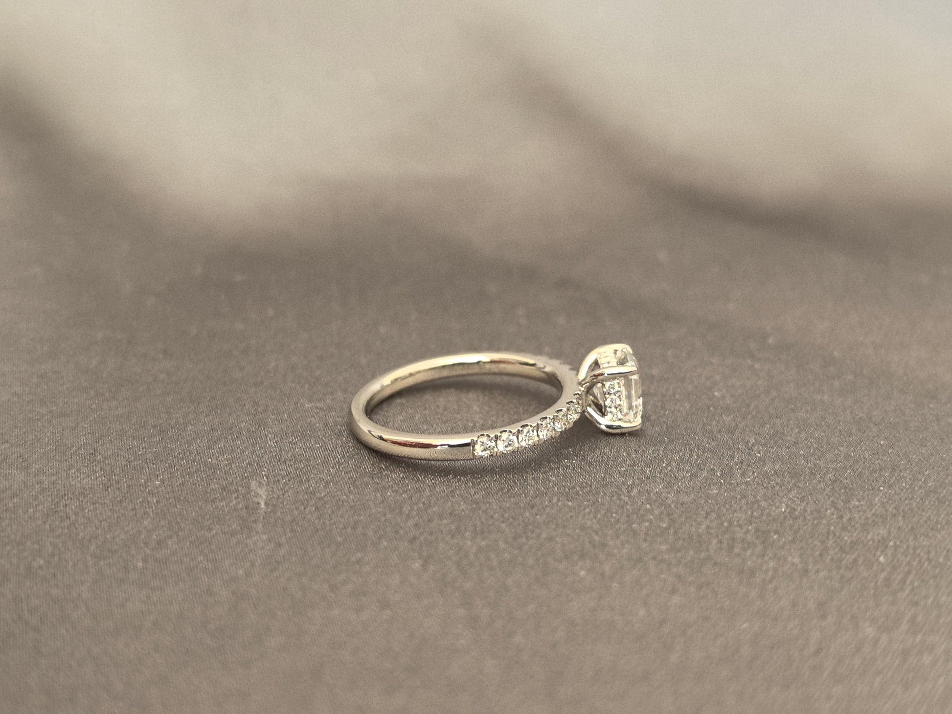 Ashoka Cut Laboratory Diamond Half-Set Ring - 14K Gold - Four-Prong Setting